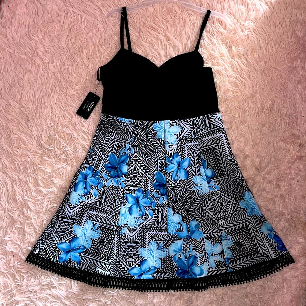 Guess blue flared dress 8 NWT